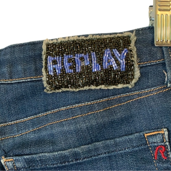 Replay Womens Truecast Straight Jeans Size 29 Bling Beaded Embellished 90s Y2K - Picture 1 of 11